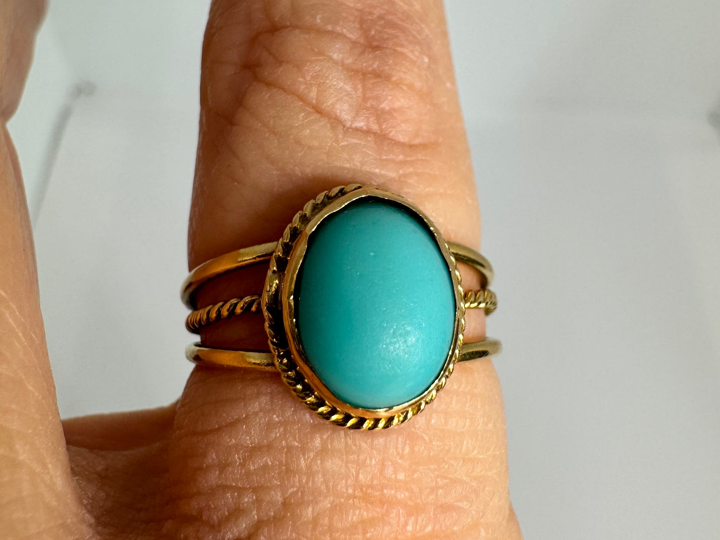 14K gold ring set with Turquoise