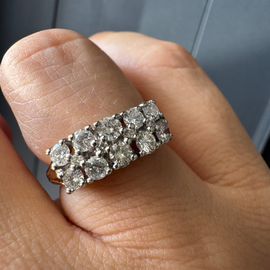 טבעת זהב צהוב 14 קראט משובצת יהלומים