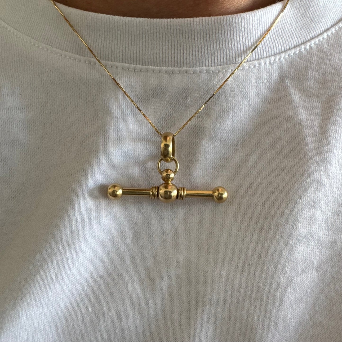 14K gold classic bar pendant