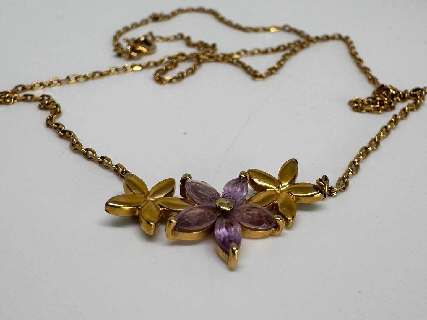 14K gold Necklace set with Amethyst