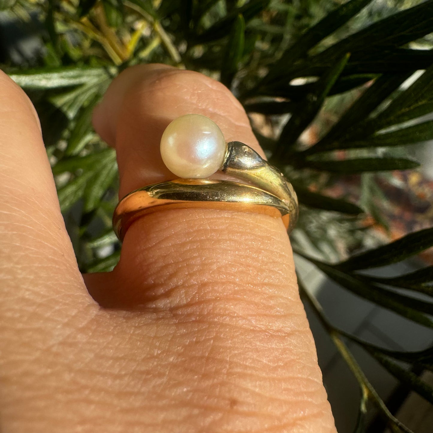 14K gold ring set with Pearl