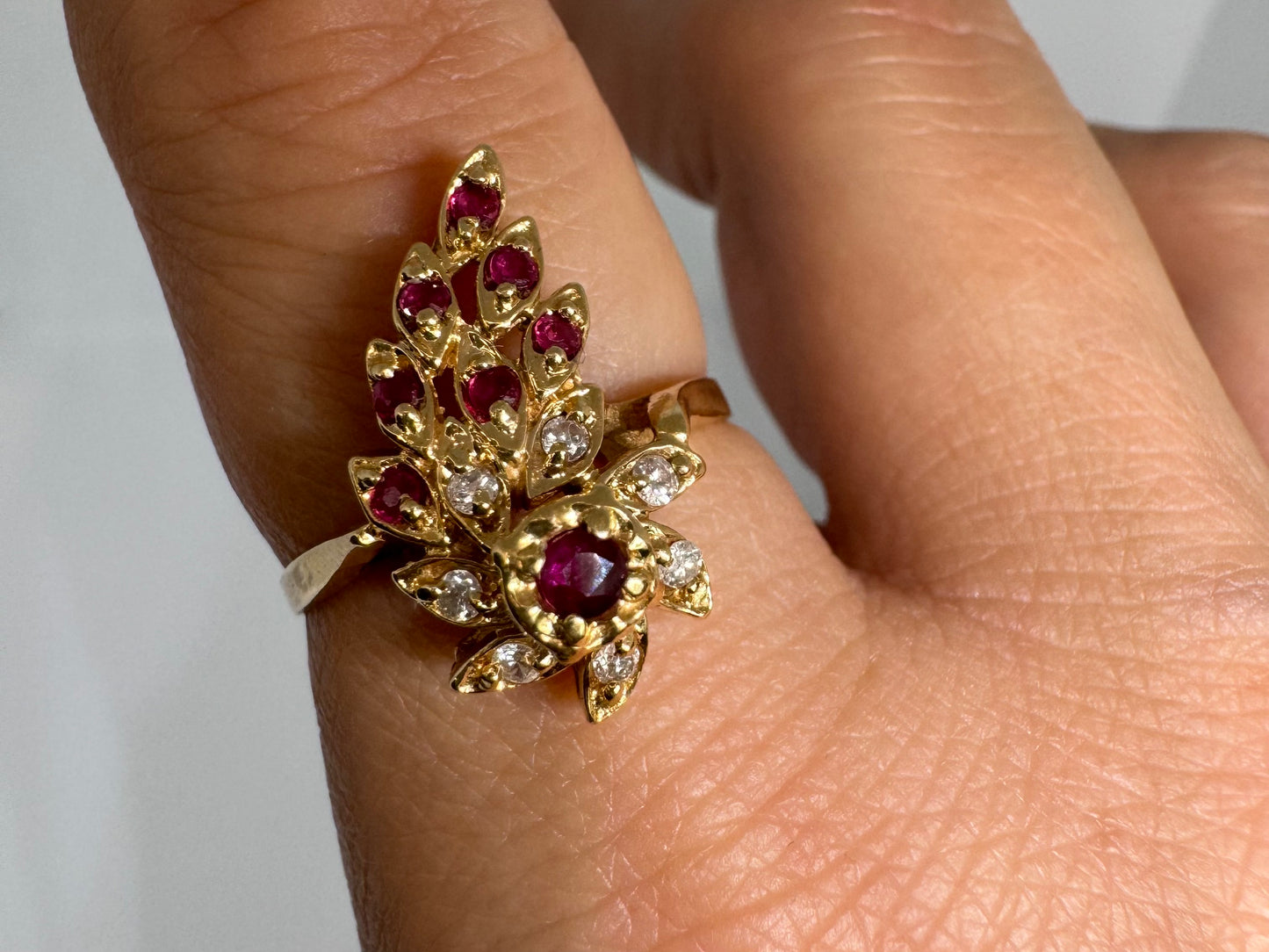 14K gold ring set with Rubies & Diamonds