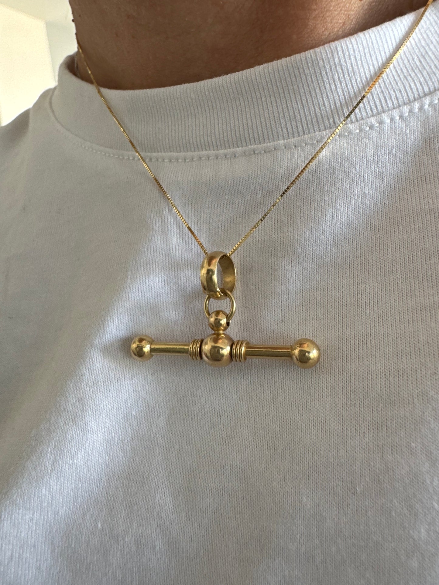 14K gold classic bar pendant