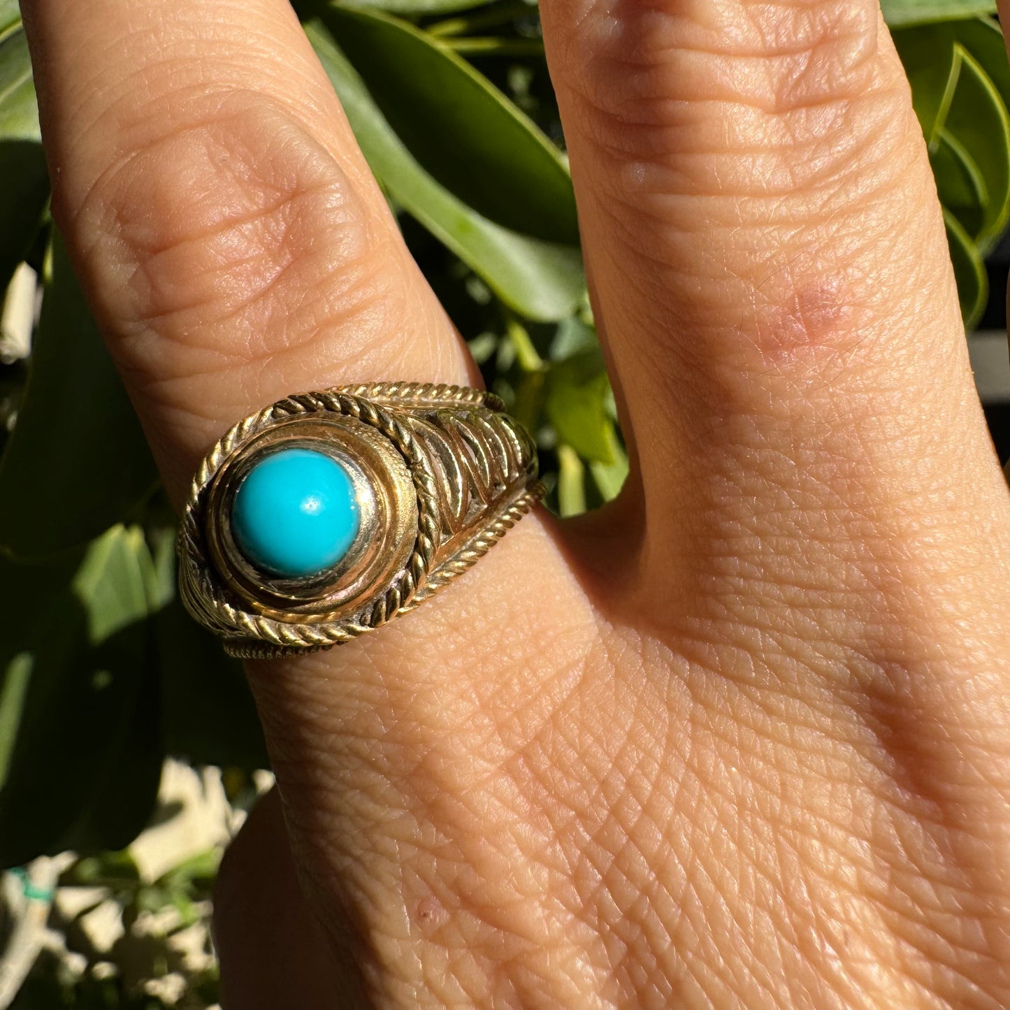 14K gold ring set with Turquoise