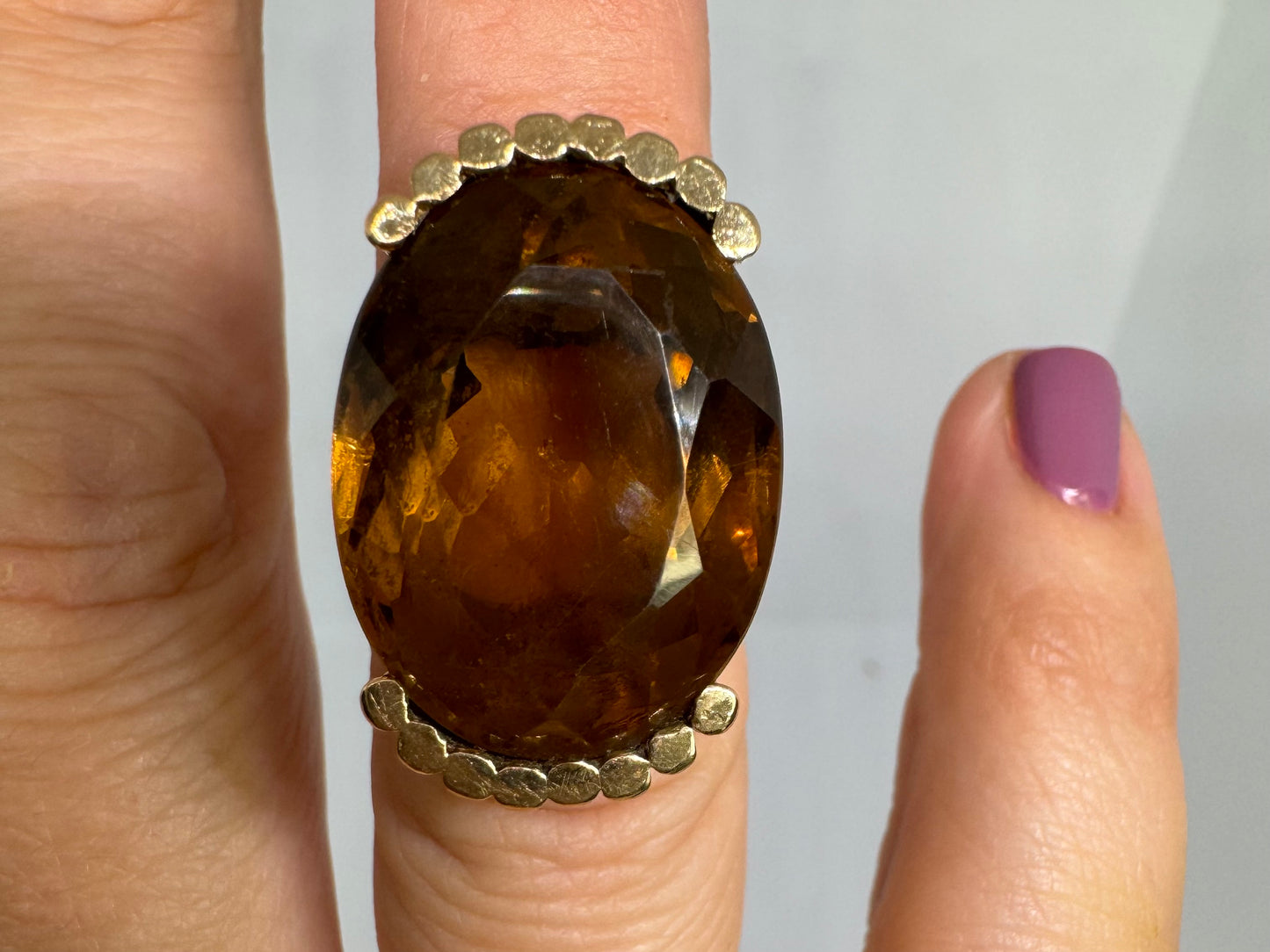 14K gold ring set with Smoky Quartz