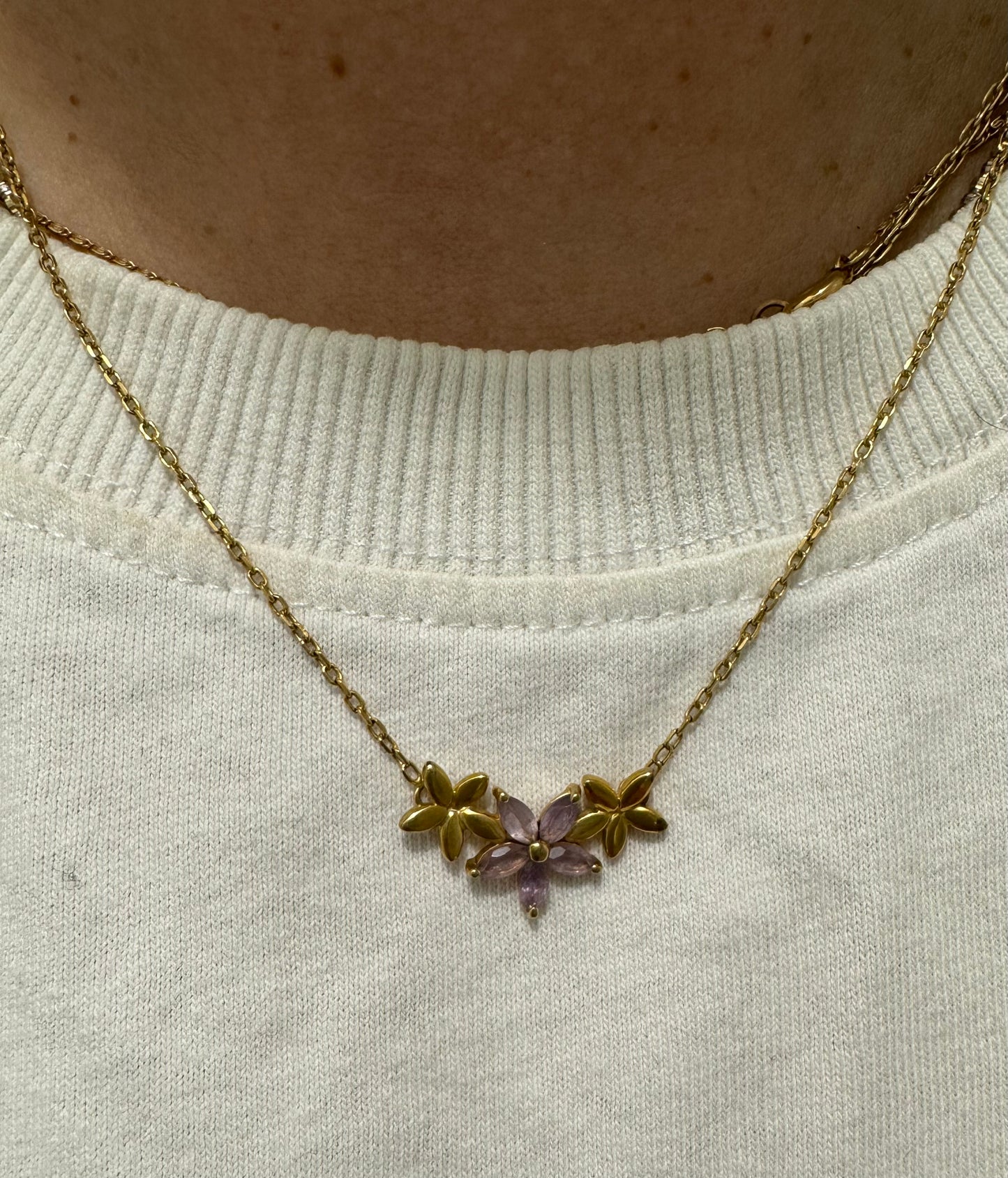 14K gold Necklace set with Amethyst