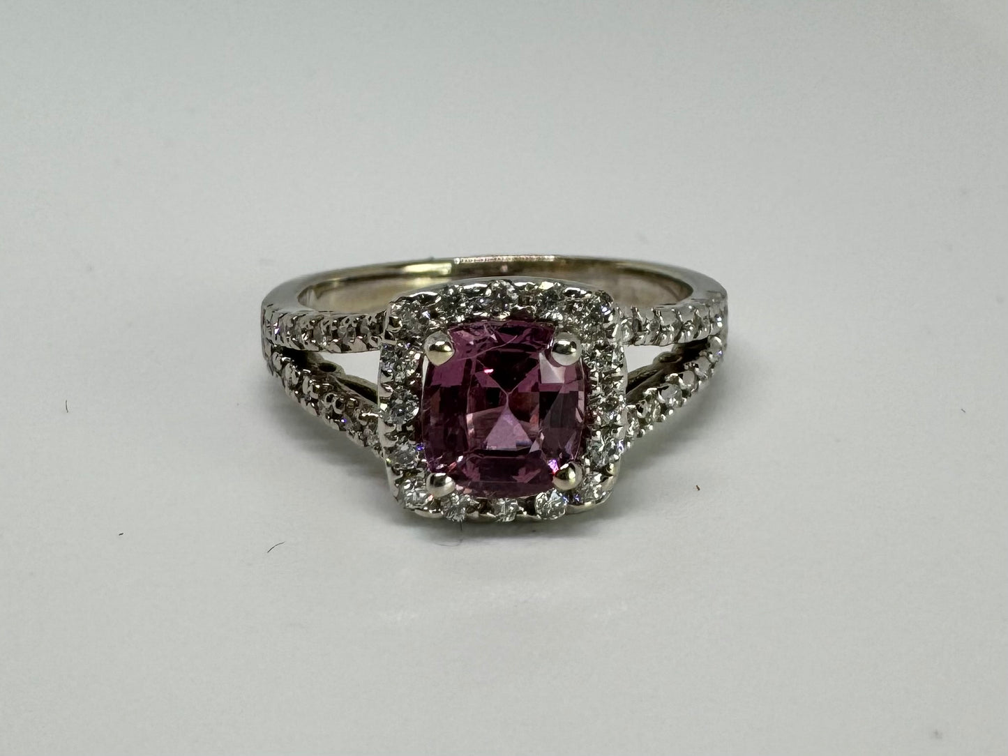 14K gold ring set with Pink Tourmaline & Diamonds