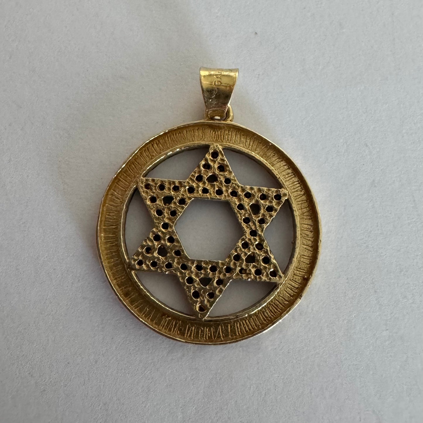 14K gold Star of David pendant set with Black Diamonds
