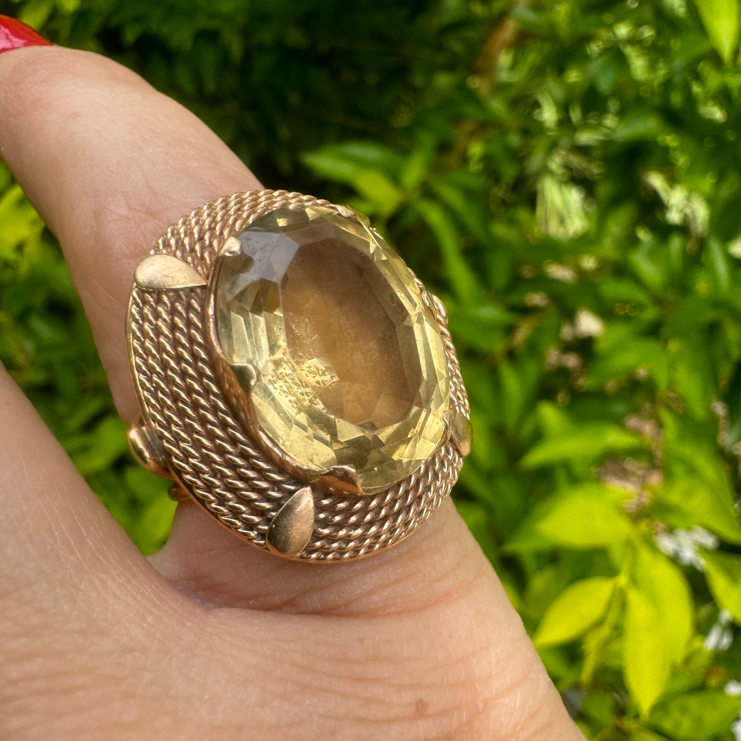 14K gold ring set with Smoky Quartz