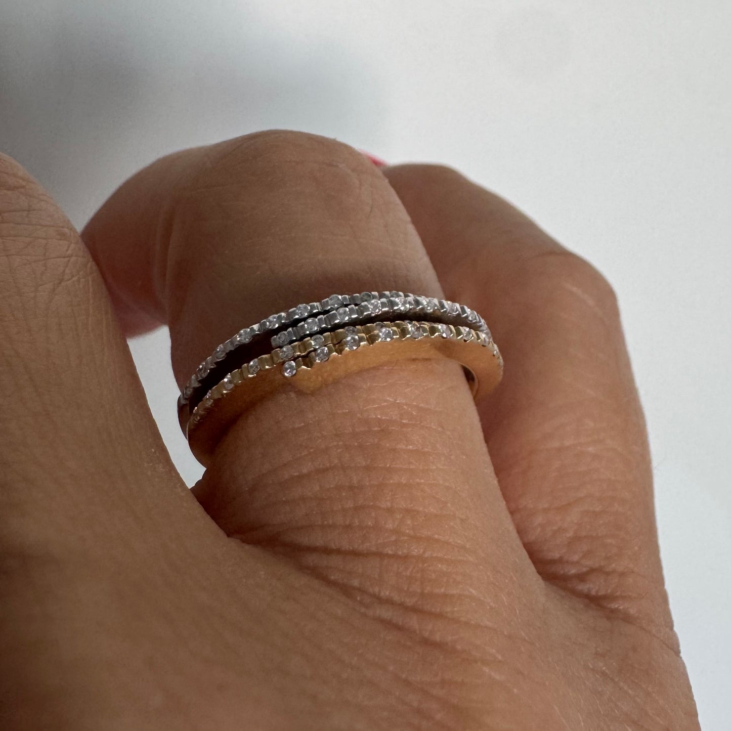 14K two-tone gold ring set with Diamonds