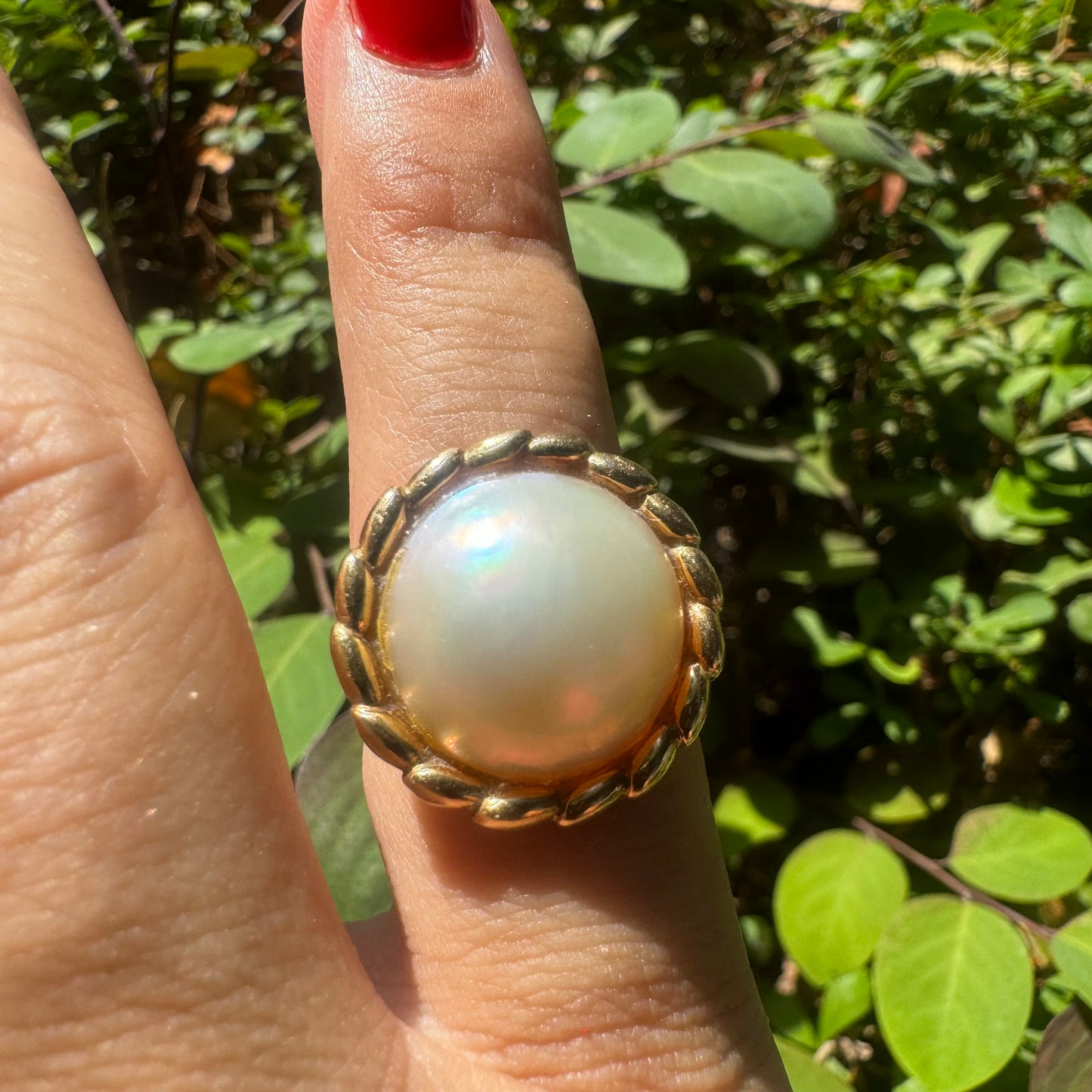 14K gold ring set with pearl