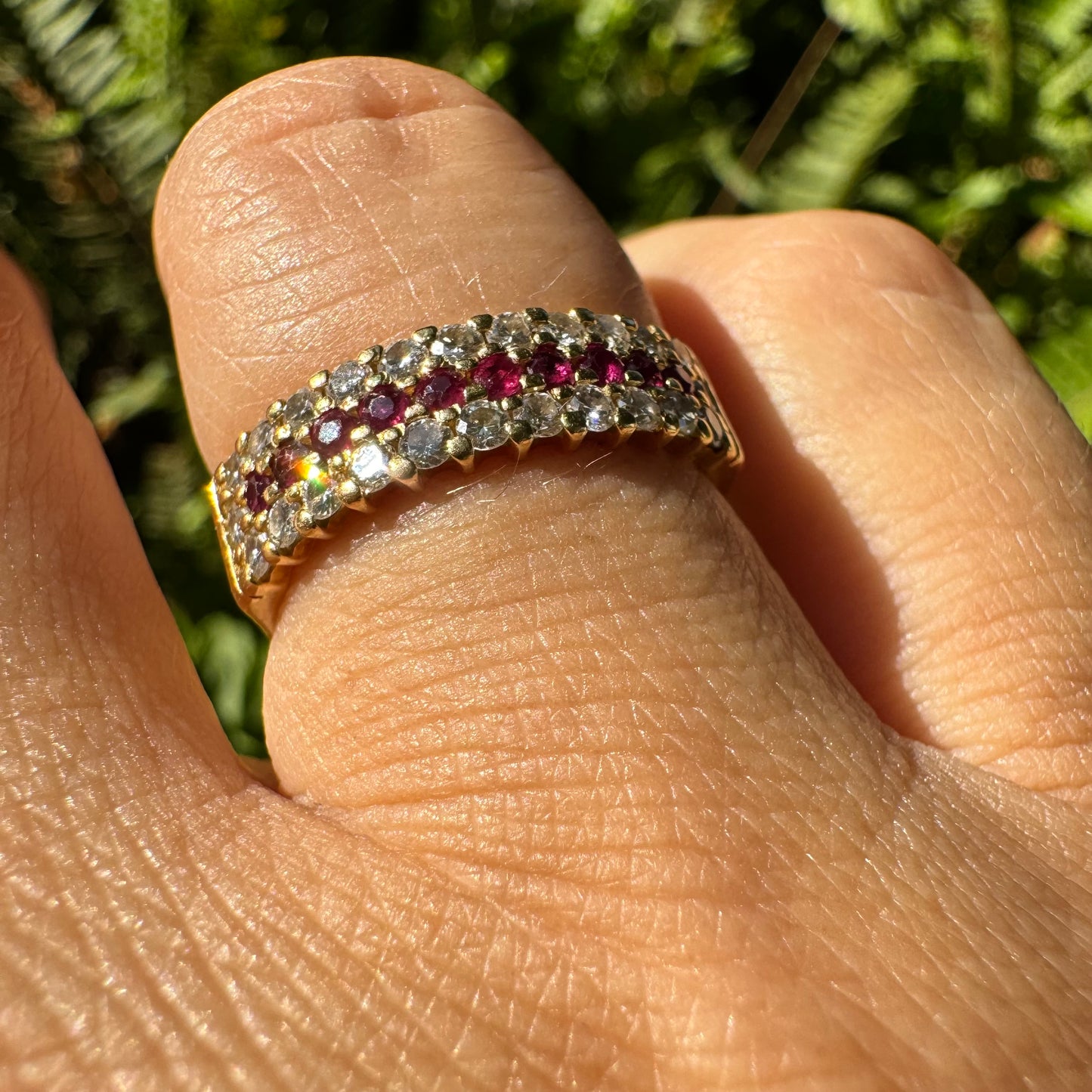 14K gold ring set with Ruby & Diamonds