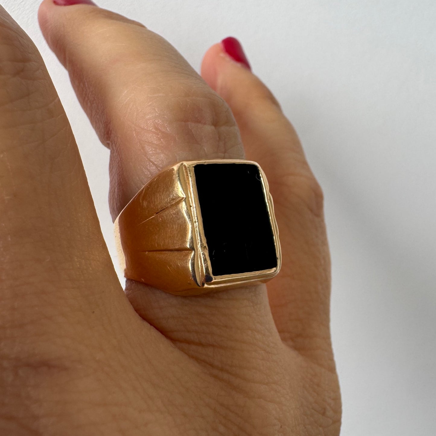 14K gold ring set with Black Onyx