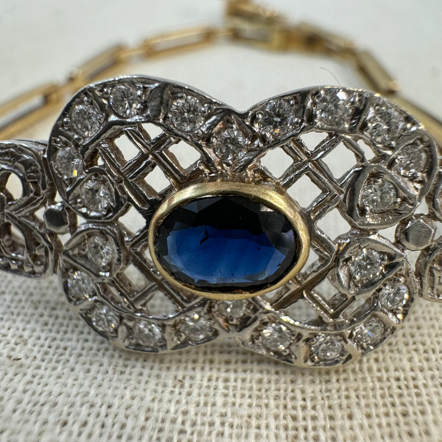 14K gold bracelet with Sapphire & Diamonds