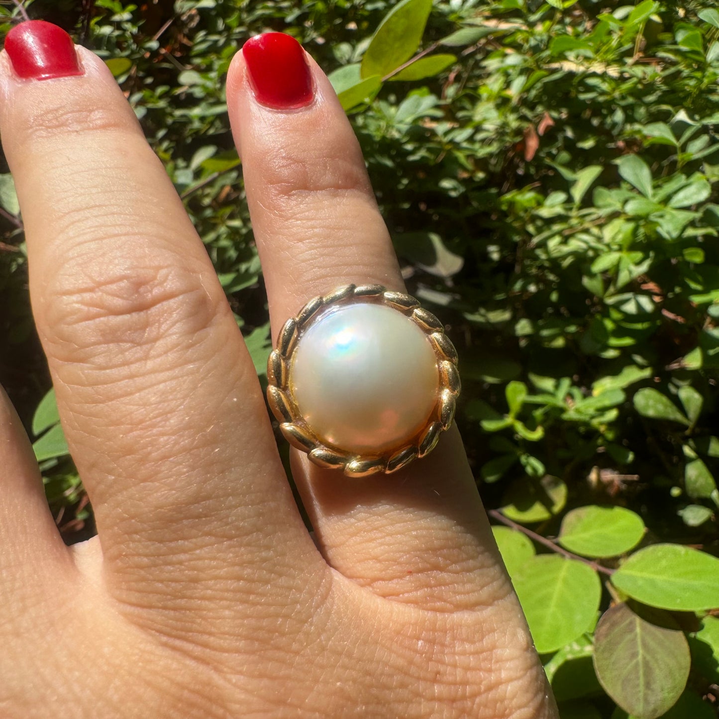 14K gold ring set with pearl