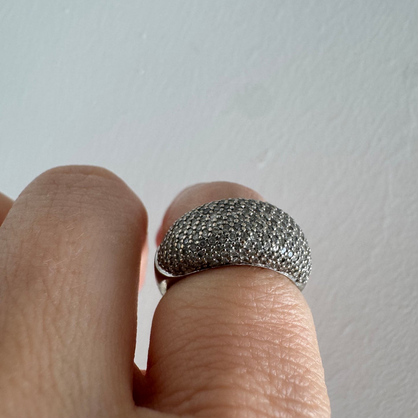 14K gold dome ring fully set with micro pavé Diamonds.