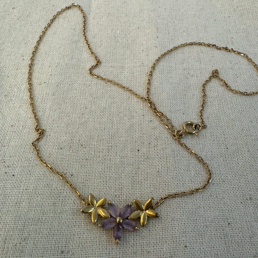 14K gold Necklace set with Amethyst
