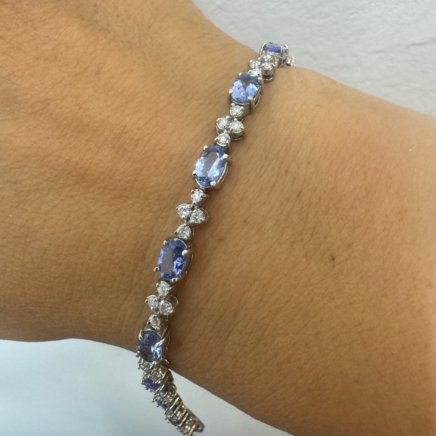 14K gold bracelet set with Tanzanite & Diamonds