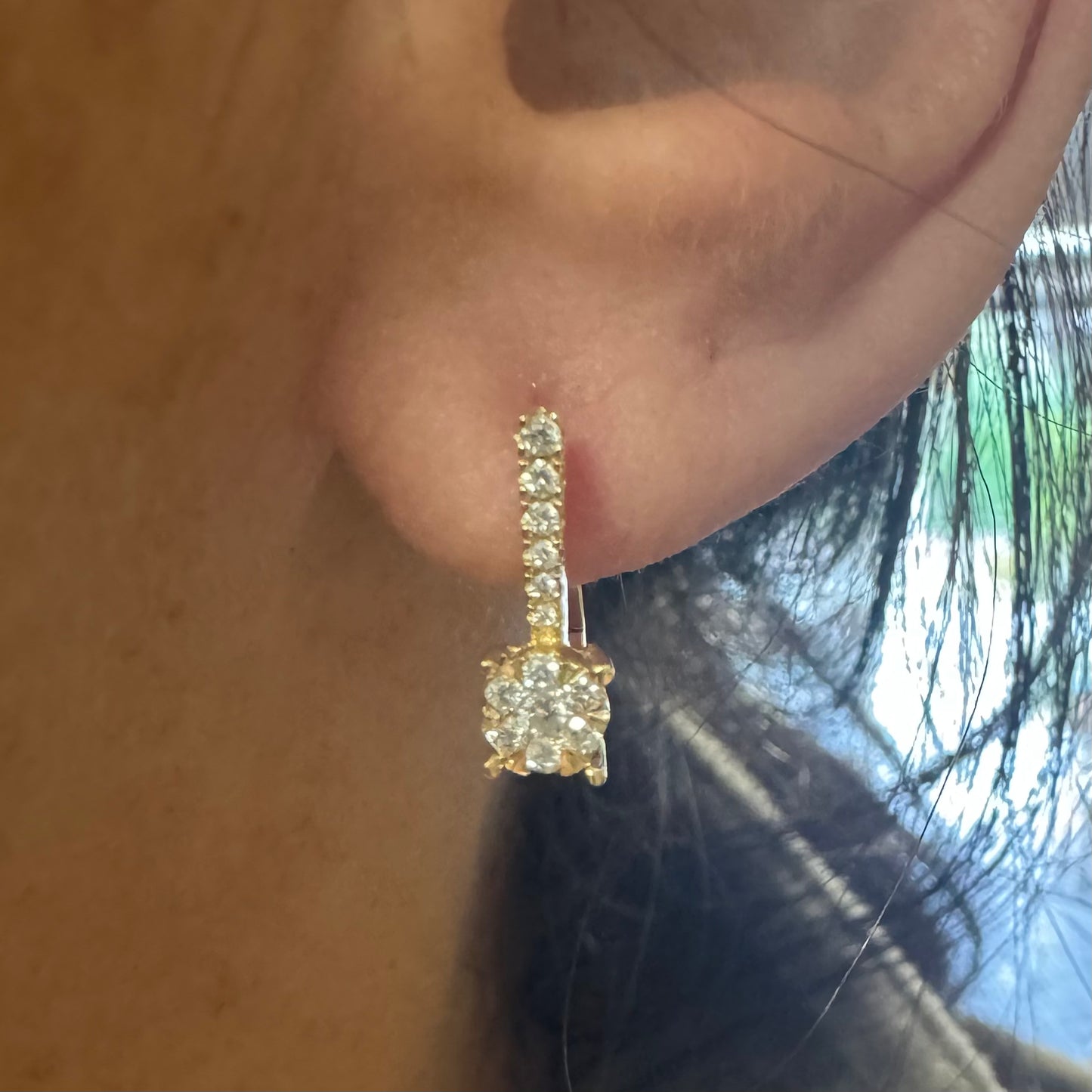 14K gild drop earrings set with Diamonds