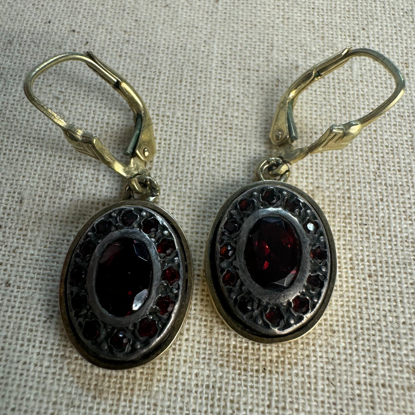 14K gold drop earrings set with Garnet