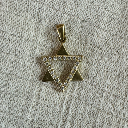 14K gold Star of David Pendant set with Diamonds