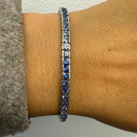 14K gold Tennis Bracelet set with different shades of Sapphire