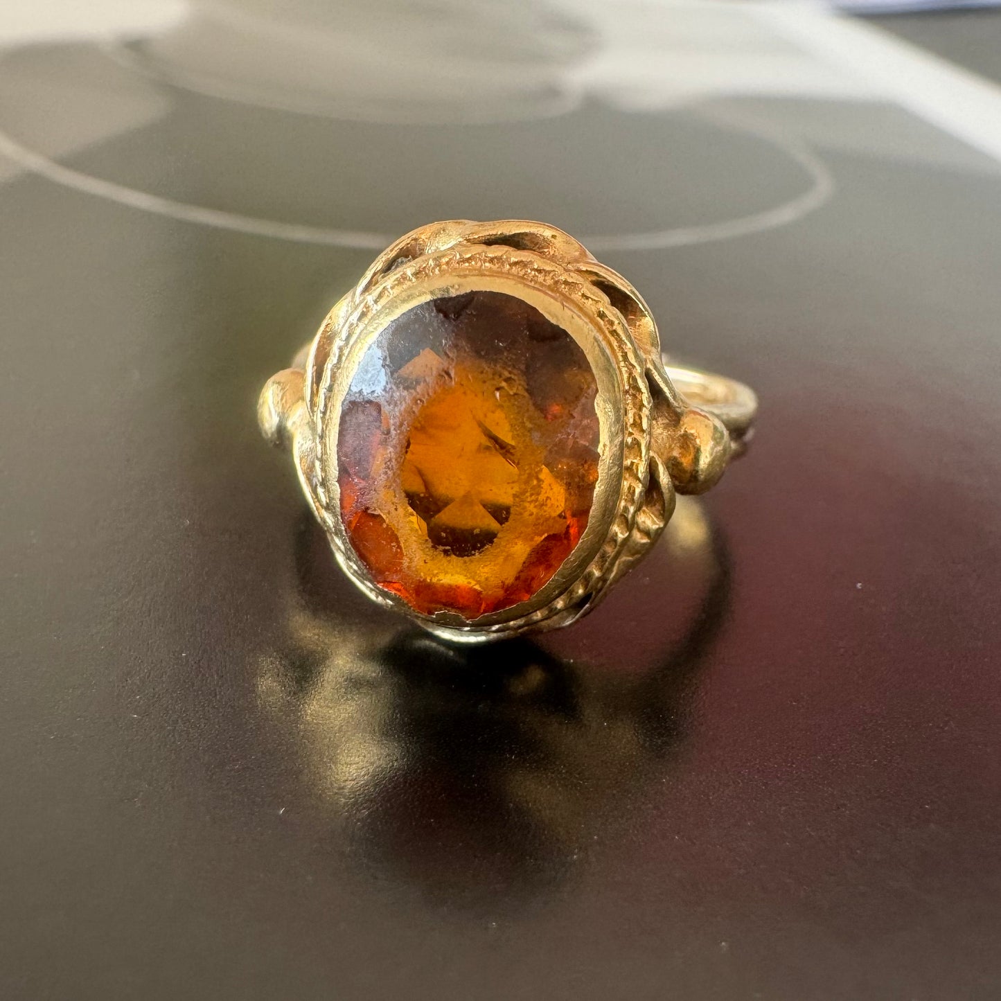 14K gold ring set with Citrine