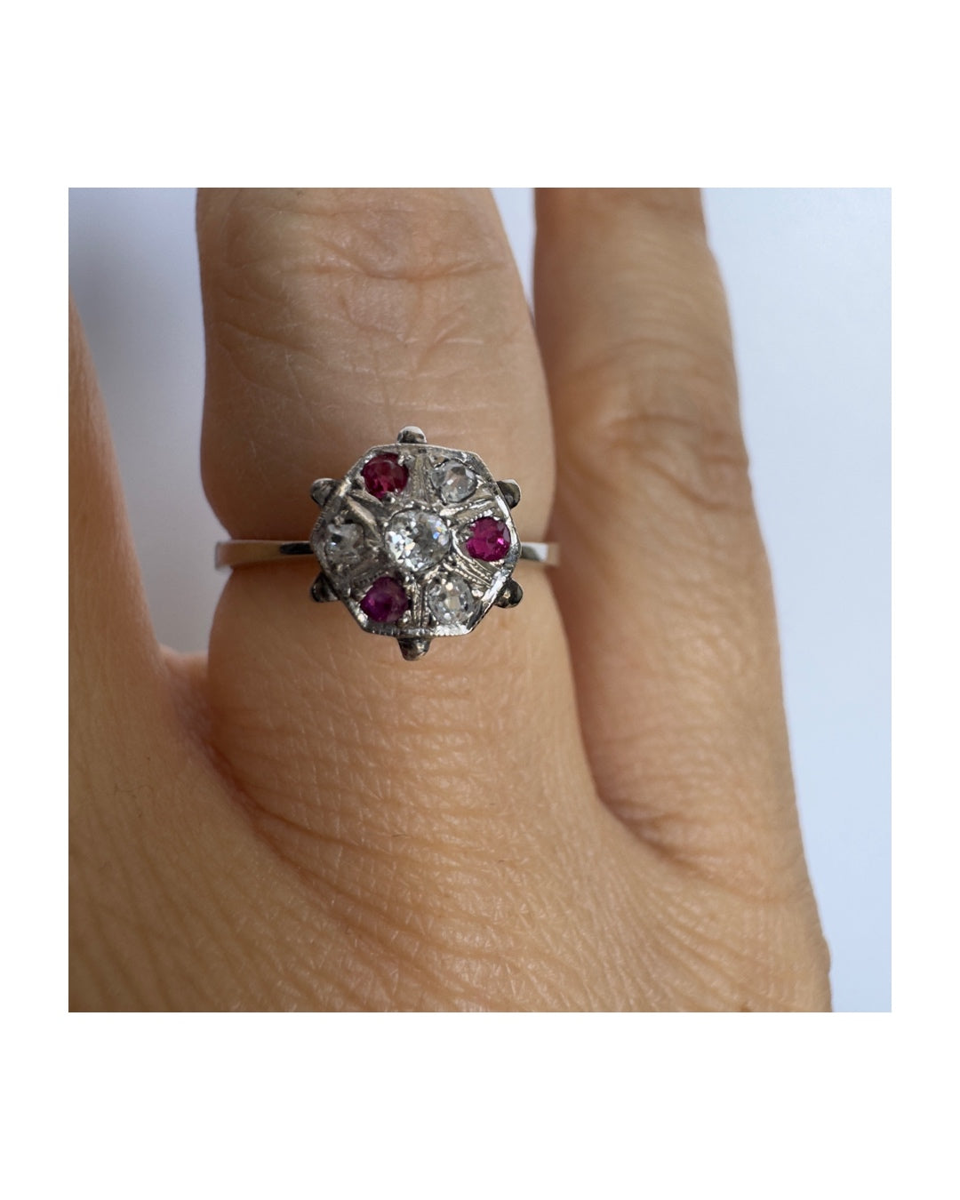 14K gold ring set with Ruby & Diamonds