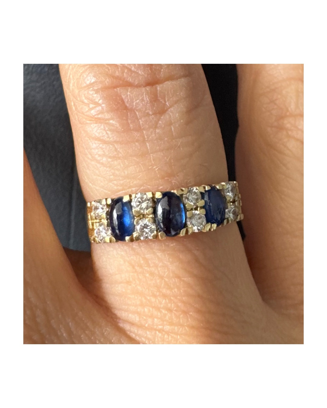 14K gold ring set with Sapphire & Diamonds