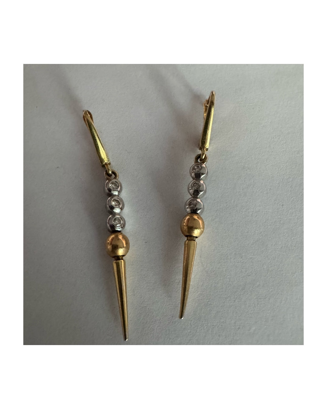 14K gold drop earrings set with Diamonds