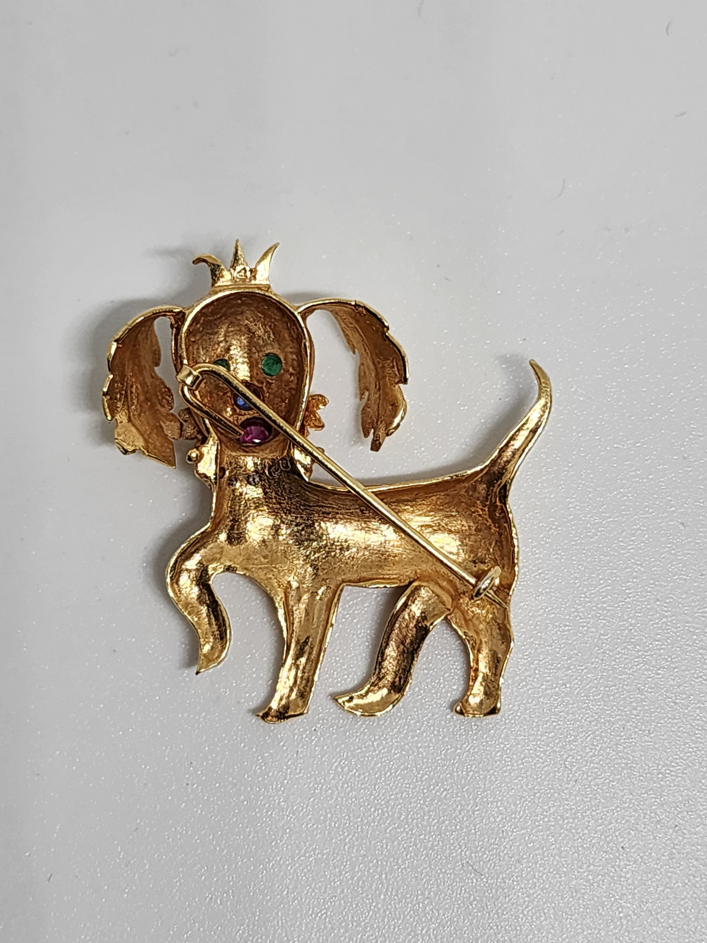 Gold & Diamond Dog Pin Brooch