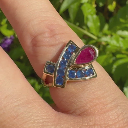 10K gold ring set with Ruby & Sapphire