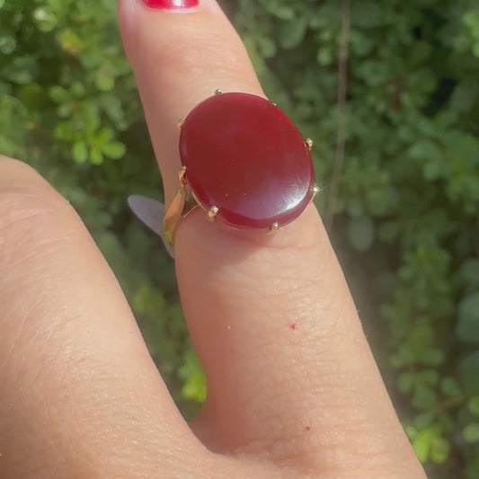 14K gold ring set with Carnelian