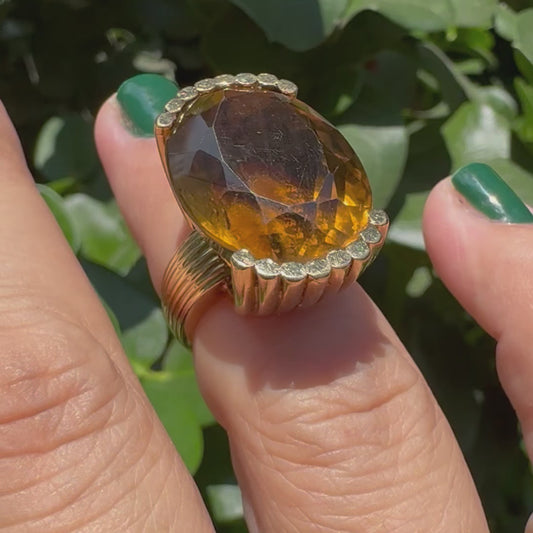 14K gold ring set with Smoky Quartz