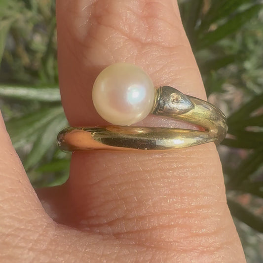 14K gold ring set with Pearl