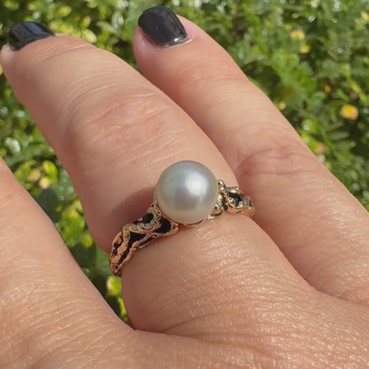 14K gold ring set with Pearl