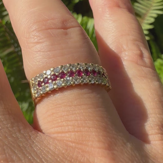 14K gold ring set with Ruby & Diamonds