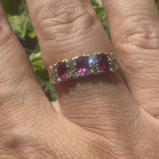 14K gold ring set with Pink Tourmaline & Diamonds