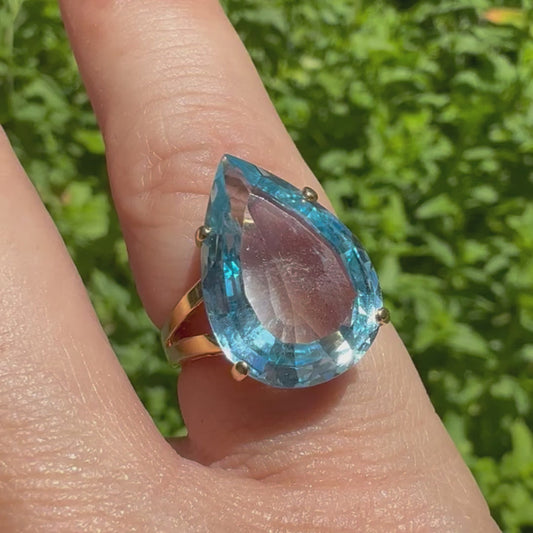 14K gold ring set with Blue Topaz