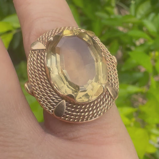 14K gold ring set with Smoky Quartz