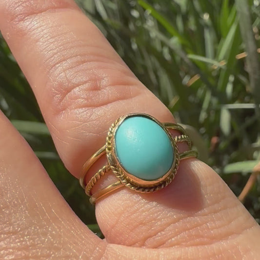 14K gold ring set with Turquoise