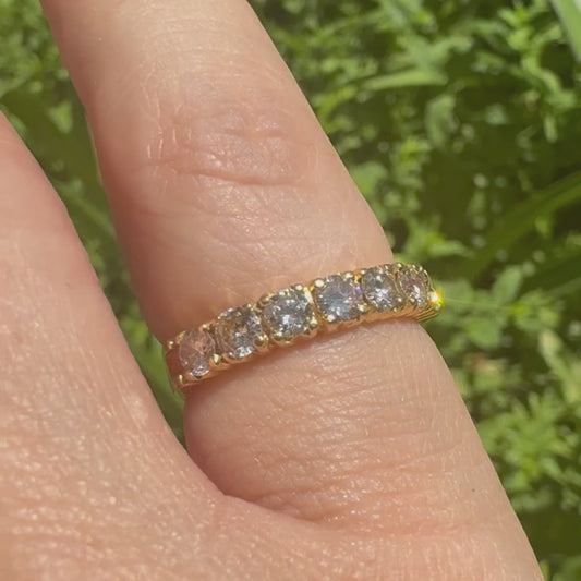 18K gold Half Eternity gold ring set with Diamonds