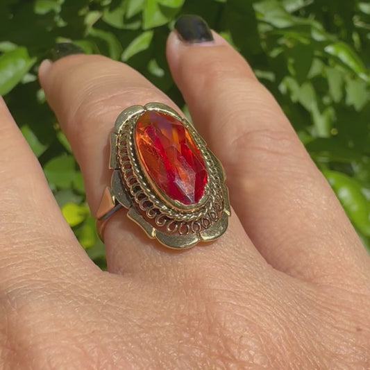 14K gold ring set with Citrine